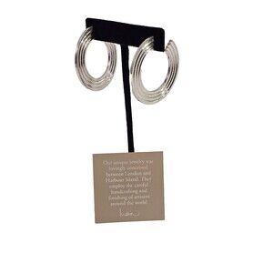 INDIA HICKS Silver Tone The Essential Hoop Stud Earrings Statement‎ Jewelry NWOT